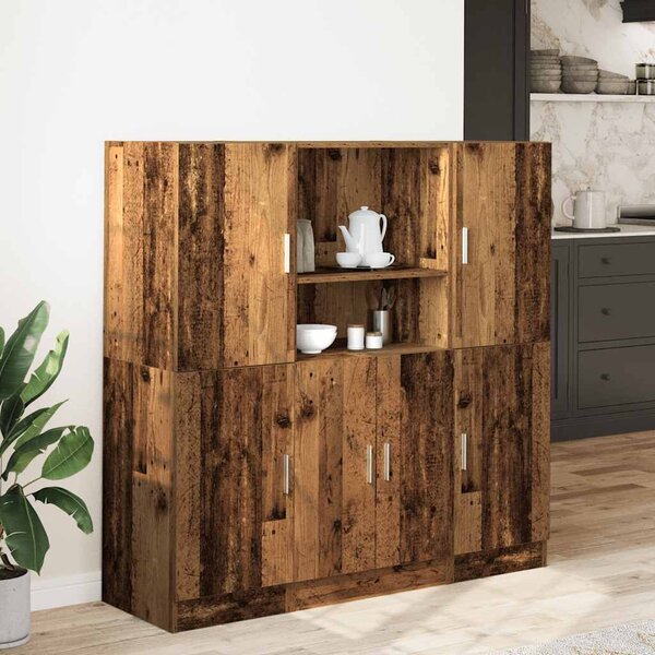 Sada 3 kusů kuchyňských skříněk old wood kompozitní dřevo 3324158