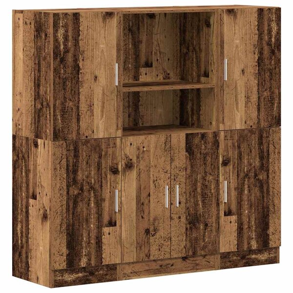 Sada 3 kusů kuchyňských skříněk old wood kompozitní dřevo 3324158