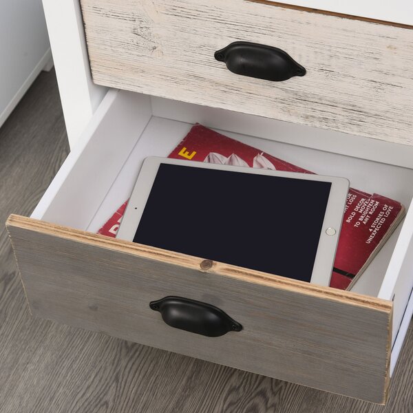 HOMCOM Moderní Noční Stolek s 3 Zásuvkami 50x38x65 cm Bílý | Aosom