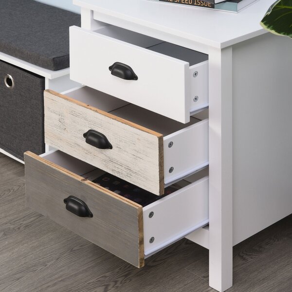 HOMCOM Moderní Noční Stolek s 3 Zásuvkami 50x38x65 cm Bílý | Aosom