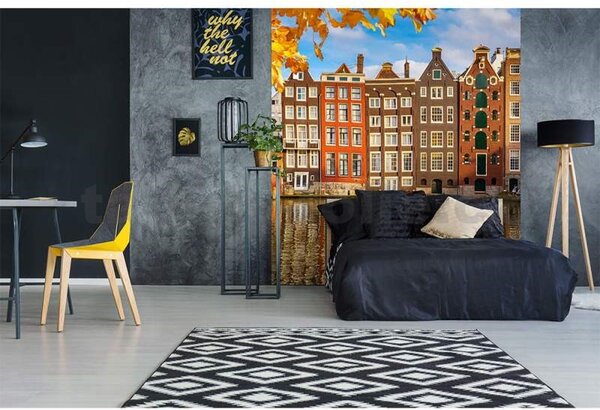 Vliesové fototapety, rozměr 225 cm x 250 cm, domy v Amsterdamu, DIMEX MS-3-0024