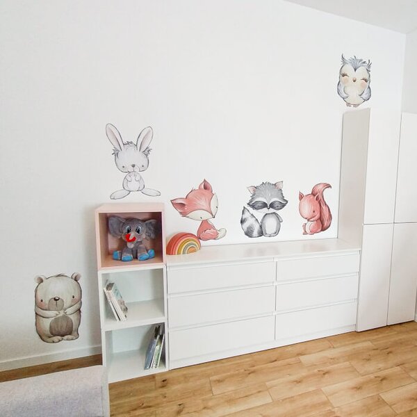 INSPIO-textilní přelepitelná samolepka - Dětské samolepky na zeď - Zvířátka nad postýlku
