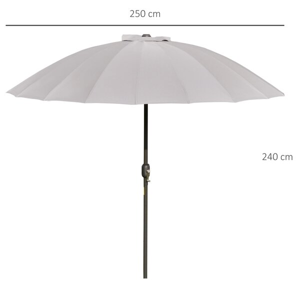 Slunečník Outsunny Ø250 cm - Zahradní slunečník s naklápěcí hlavou a kličkou | Aosom
