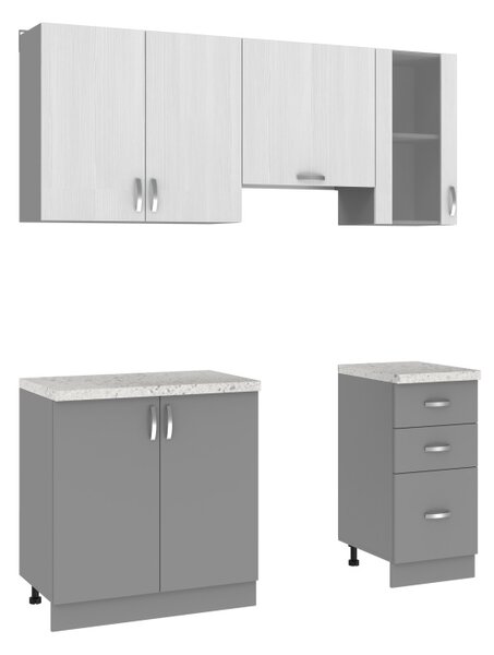 Kuchyně VALSON 120/180 cm, strukturní bílá/lávově šedá DOPRODEJ