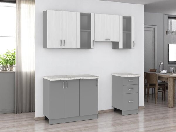 Kuchyně VALSON 140/200 cm, strukturní bílá/lávově šedá DOPRODEJ