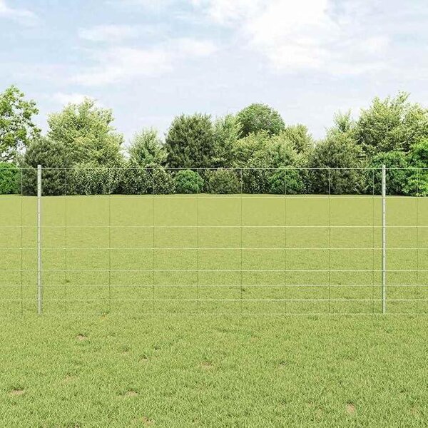 Plot s pilíříky, stříbrné barvy, odolný venkovní plot z kovu, rozměry 10000 x 100 cm, včetně 44 pilířů a šroubů, flexibilní plotové panely vhodné pro terasu, jako ochrana soukromí a ohraničení pozemku