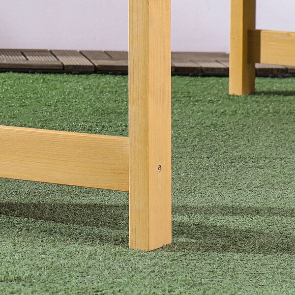 Outsunny 2-místná zahradní lavička venkovní dřevěná lavička s opěradlem a područkami na terasu 143x51x85 cm Přírodní | Aosom