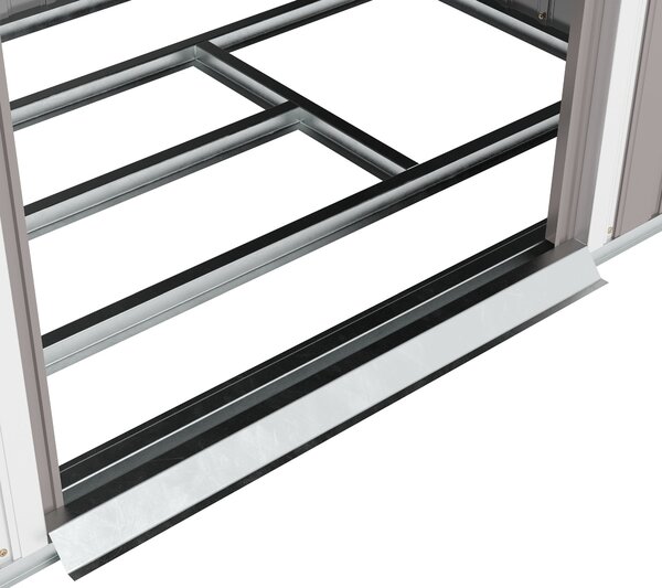 Zahradní domek Outsunny 3,2 m² 213x130x172 cm se sběrnými dveřmi a šikmou střechou, zesílený základ (podlaha není součástí) a 2 okna, Světlá šedá | Ao