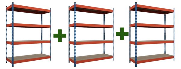 Akční balíček Kovový regál série TITAN 180x180x50 5 polic nosnost 1500 kg - 3 ks