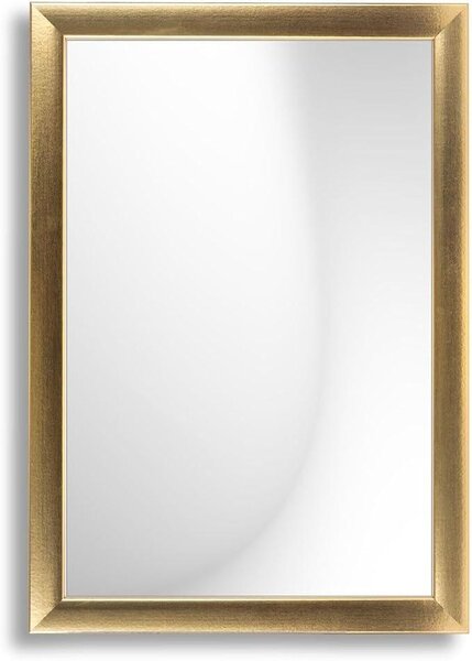 Zrcadlo na zeď 'N°3', rozměry 85x150 cm. Zrcadlo s rámem, barva: zlatá. Moderní celotělové zrcadlo s rámem o šířce 38 mm. Součástí balení jsou kovové úchyty a materiál pro montáž na zeď