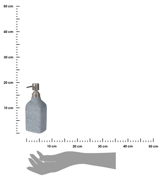 Dávkovač mýdla Stone, šedá/s prvky v barvě nerez, 260 ml