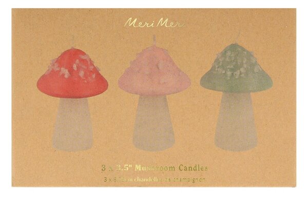 Svíčky v sadě 3 ks Mushroom – Meri Meri