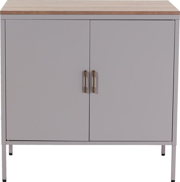 Komoda HWC-L84, příborník příborník, 2 dveře kov 90x90x40cm, potažený melaminem šedá