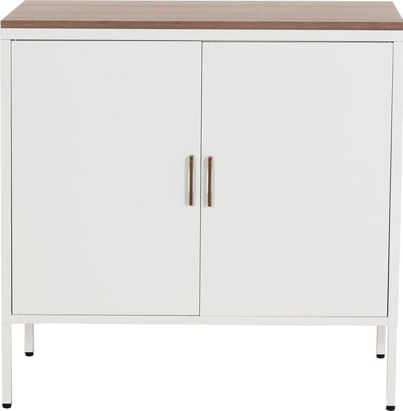 Komoda HWC-L84, příborník příborník, 2 dveře kov 90x90x40cm, potažený melaminem bílá