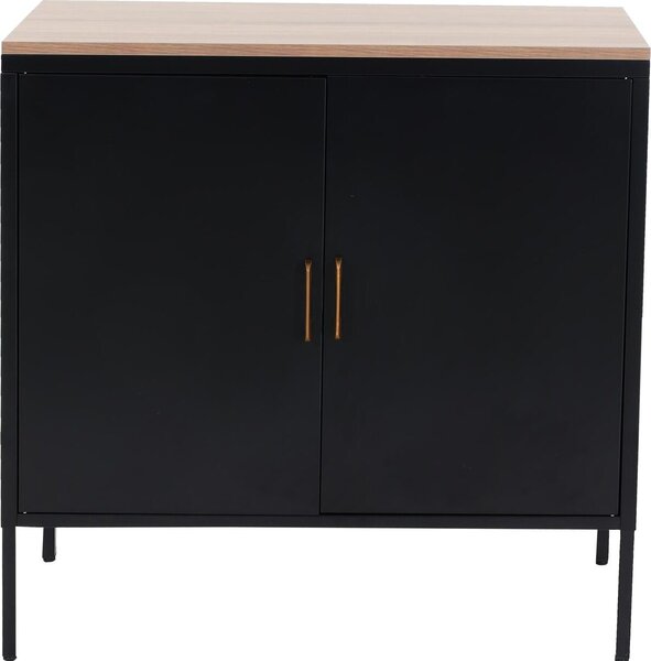 Komoda HWC-L84, příborník příborník, 2 dveře kov 90x90x40cm, potažený melaminem černá