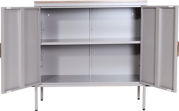 Komoda HWC-L84, příborník příborník, 2 dveře kov 90x90x40cm, potažený melaminem šedá