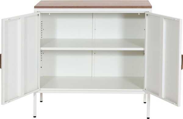 Komoda HWC-L84, příborník příborník, 2 dveře kov 90x90x40cm, potažený melaminem bílá