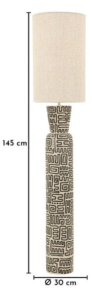 Černá/krémová stojací lampa s textilním stínidlem (výška 145 cm) Nairobi – Mauro Ferretti