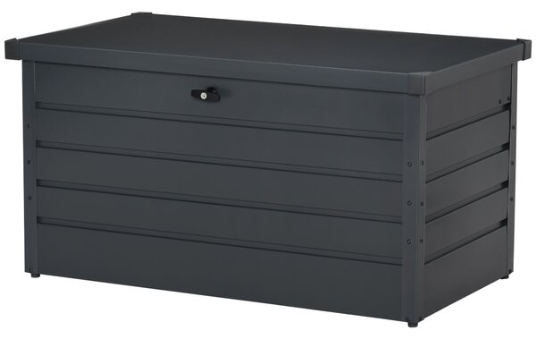 Outsunny Venkovní úložný box 311L Ocelový skladovací truhlík s klíčovým uzamčením a plynovými písty pro zahradu, terasu nebo patio 120x62x62 cm Tmavě