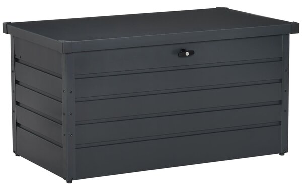 Outsunny Venkovní úložný box 311L Ocelový skladovací truhlík s klíčovým uzamčením a plynovými písty pro zahradu, terasu nebo patio 120x62x62 cm Tmavě