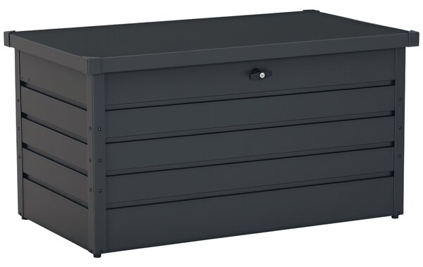 Outsunny Venkovní úložný box 311L Ocelový skladovací truhlík s klíčovým uzamčením a plynovými písty pro zahradu, terasu nebo patio 120x62x62 cm Tmavě
