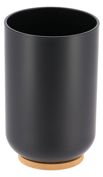 Koupelnový pohár Besson, černá/s dřevěnými prvky, 300 ml