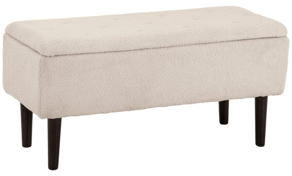 HOMCOM úložná lavice do ložnice s kapacitou 47 l, odklápěcí víko a dřevěné nohy, nosnost 120 kg, 95x38x45 cm, béžová | Aosom