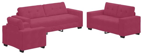 Set pohovek 3 ks Větrná červená samet 3324643