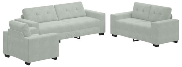 Set pohovek 3 ks Světle šedá samet 3324639