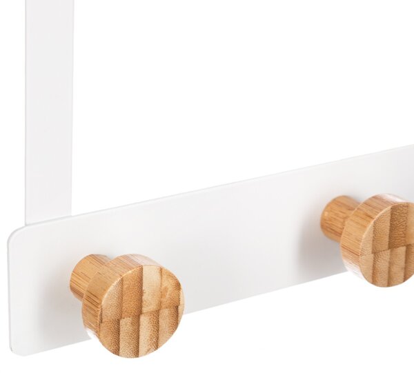 Držák na ručníky White Bamb, bílá/s dřevěnými prvky
