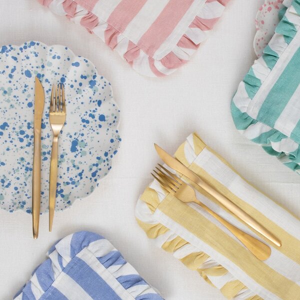 Lněné ubrousky v sadě 4 ks Stripe Ruffle – Meri Meri