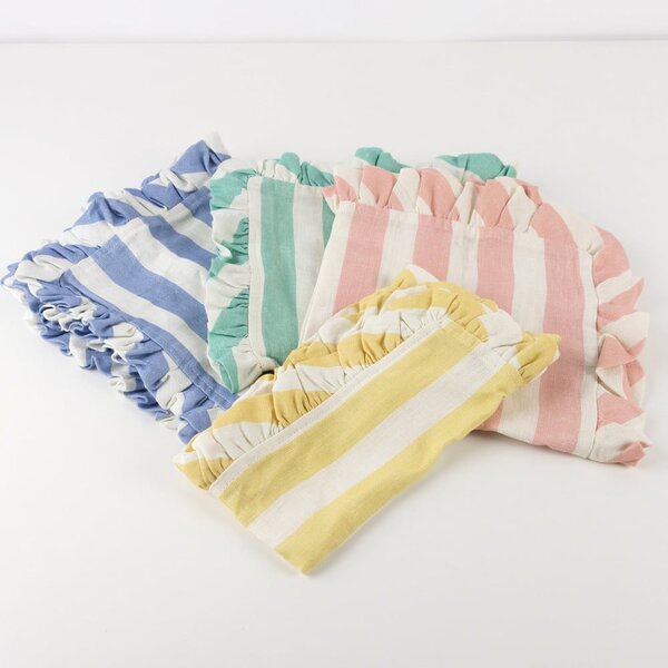 Lněné ubrousky v sadě 4 ks Stripe Ruffle – Meri Meri