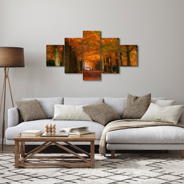 Obraz - Alej stromů na podzim (125x70 cm)