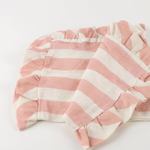 Lněné ubrousky v sadě 4 ks Stripe Ruffle – Meri Meri
