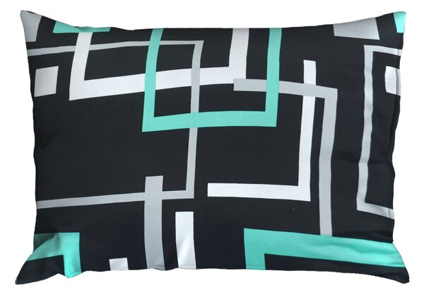 Povlecení mikrosatén prodloužené BILETA tyrkysové 140x220 cm geometrické tvary;abstrakce