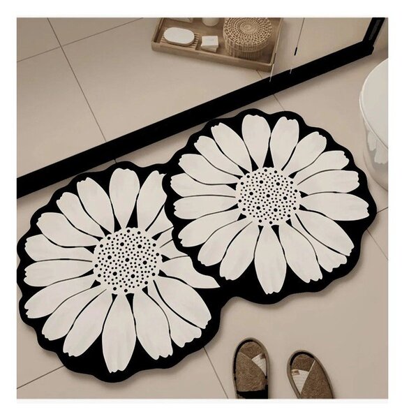 Černá/krémová koupelnová předložka 70x120 cm Flor Extrana – Foutastic