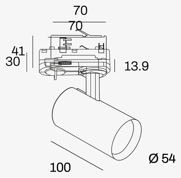 Internova Meteora S LED svítidlo pro 3F lištu bílé Černá2700K15°