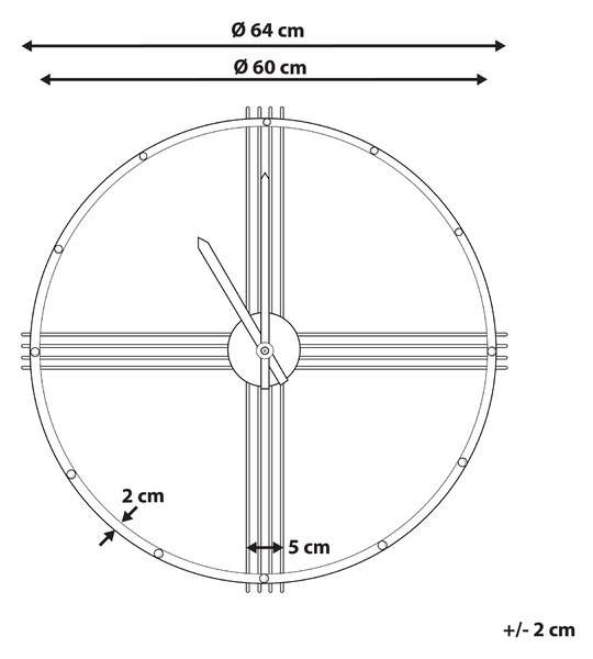 Nástěnné hodiny ASCONA 64 cm Kov Zlatá