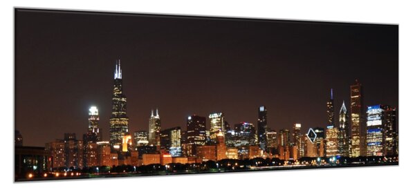 Obraz skleněný noční město Chicago - 30 x 60 cm
