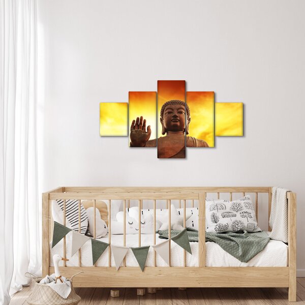 Obraz - Buddha s červenožlutým pozadím (125x70 cm)