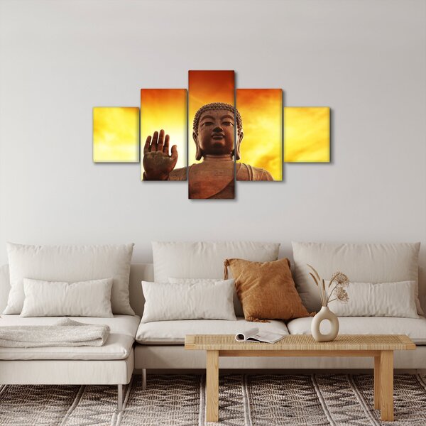 Obraz - Buddha s červenožlutým pozadím (125x70 cm)