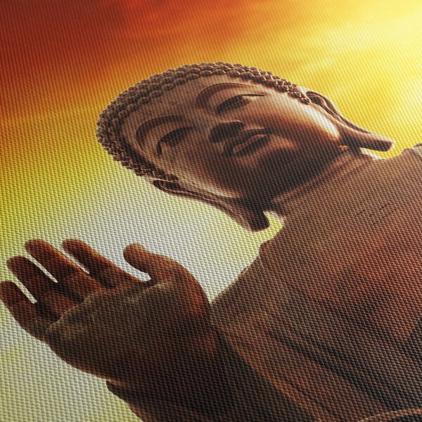 Obraz - Buddha s červenožlutým pozadím (70x50 cm)