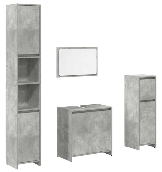 4dílný set koupelnového nábytku betonově šedý kompozitní dřevo 3324849