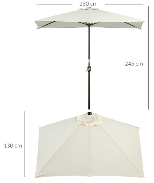 Outsunny Obdélníkový Slunečník 230x130x245 cm Závěsný Poloviční Slunečník s Kličkou UV Ochrana 30+ Voděodolný Slunečník pro Balkon Terasu Zahradu Béžo