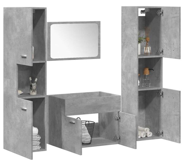 4dílný set koupelnového nábytku betonově šedý kompozitní dřevo 3324874