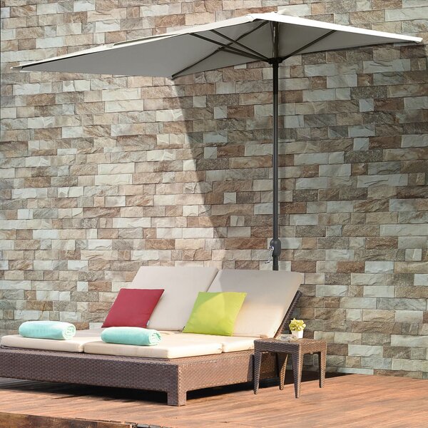 Outsunny Obdélníkový Slunečník 230x130x245 cm Závěsný Poloviční Slunečník s Kličkou UV Ochrana 30+ Voděodolný Slunečník pro Balkon Terasu Zahradu Béžo