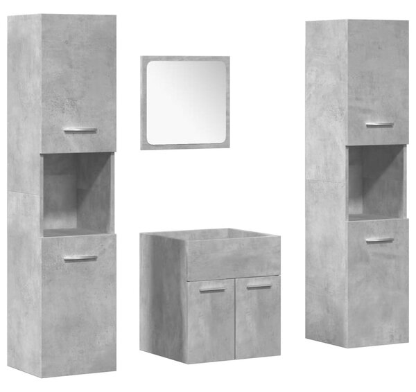 4dílný set koupelnového nábytku betonově šedý kompozitní dřevo 3324873