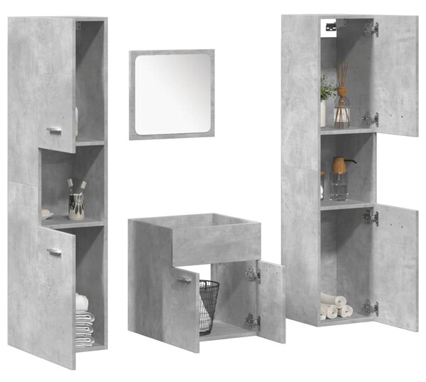 4dílný set koupelnového nábytku betonově šedý kompozitní dřevo 3324873