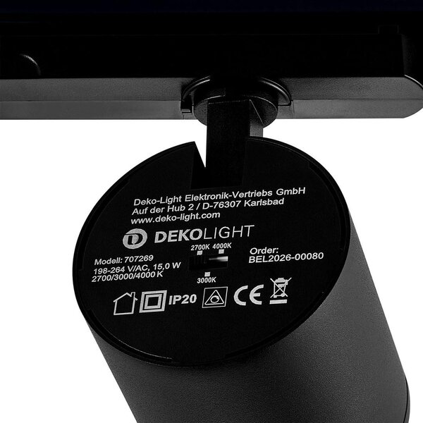 IMPR 707269 Deko-Light 3-fázové bodové svítidlo Focaris, 15 W, DIM, 2700/3000/4000 K, černá - DEKOLIGHT