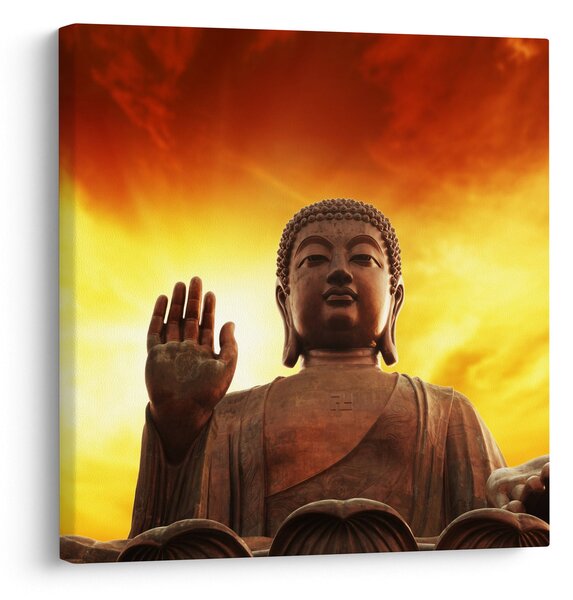 Obraz - Buddha s červenožlutým pozadím (30x30 cm)